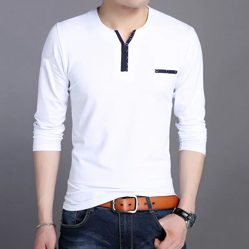

High Quality Men's Clothes Tops & Tees T-Shirts Plus Asian Sizes M-4XL 5XL 2019 Spring Autumn Long Sleeves Brand Tshirt