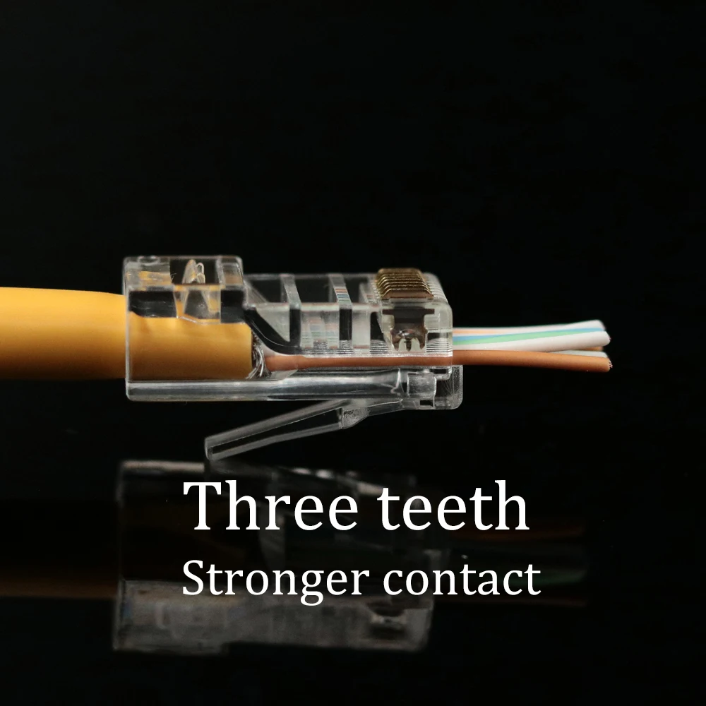 xintylink 50pcs EZ rj45 cat5e cat6 connector network connector 8P8C unshielded modular rj45 plug terminals have hole on front 