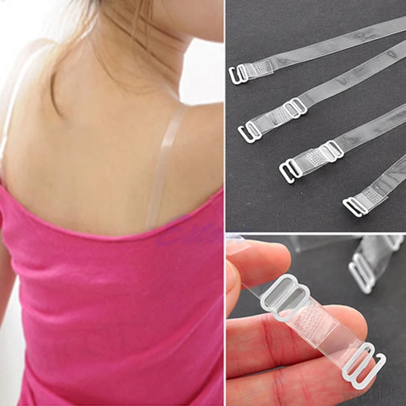 1 Pair Women Transparent Bra Strap Silicone Bra Accessories Shoulder Strap  Adjustable Transparent Hook Invisible Straps