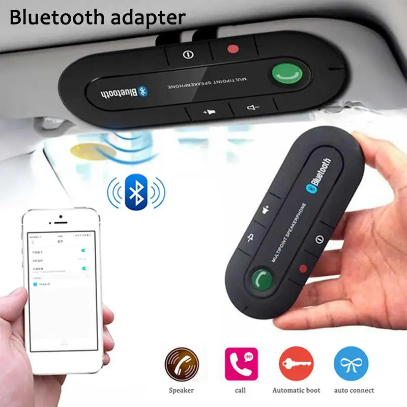 Автомобильный bluetooth-приемник адаптер солнцезащитный козырек крепление fm-передатчик приемник Bluetooth Hands-Free комплект телефон автомобильный адаптер аксессуар - Color Name: Blue