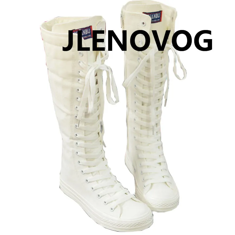 

2019 new Korean version of the belt side zipper high canvas long tube stage show men and women casual fashion shoes