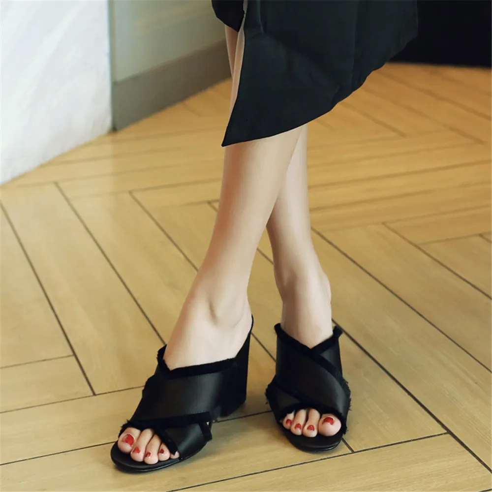MORAZORA/2020 г., хит продаж, элегантные вечерние свадебные туфли с открытым носком женские шелковые сандалии наивысшего качества Туфли-сабо на
