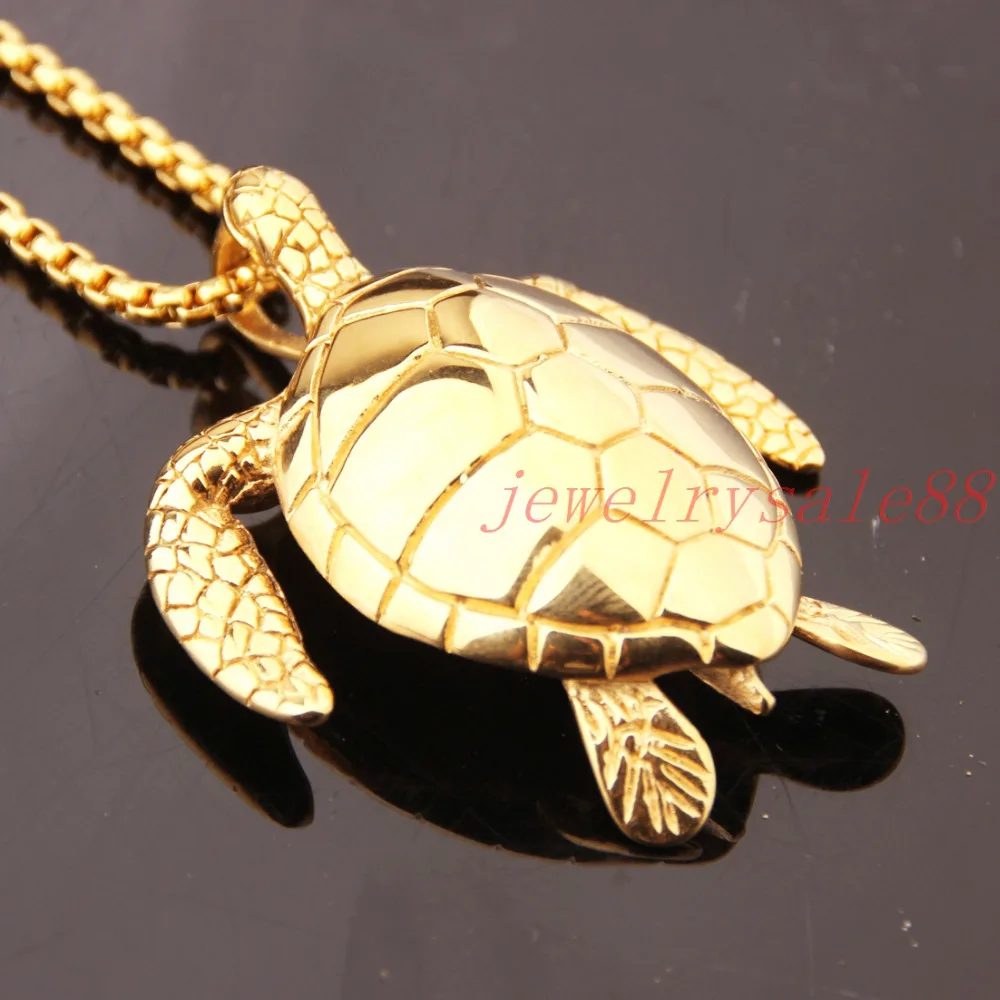 Fashion Sea Turtle Pendant Chain Charming Men's Gold 316L Stainless Steel Fashion Necklacein