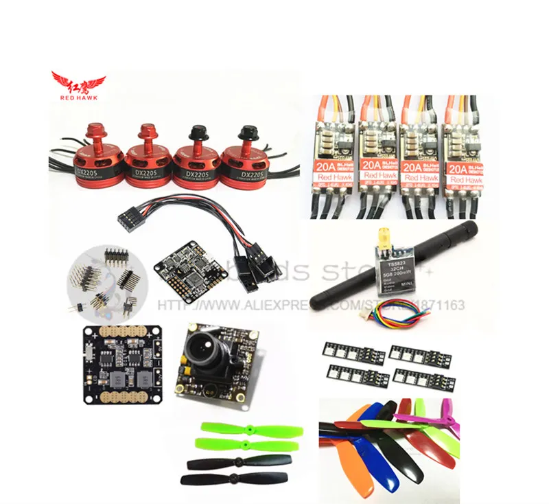 Комплект питания RED HAWK DX2205 KV2300 мотор + BL20A мини ESC 700TVL камера для DIY FPV Дрон QAV250 Nighthawk