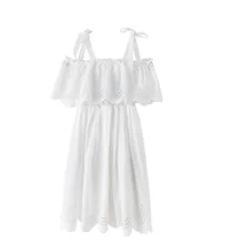 Летнее платье для девочек; Новинка г.; детское хлопковое вечернее платье без бретелек; От 3 до 14 лет Одежда для маленьких девочек; детское белое кружевное платье принцессы