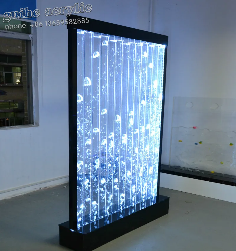 Ancho de fábrica 100 * altura 180 CM pared LED de agua con varias opciones de burbujas habitación decorada, Hotel, restaurante, cafetería, oficina, tienda