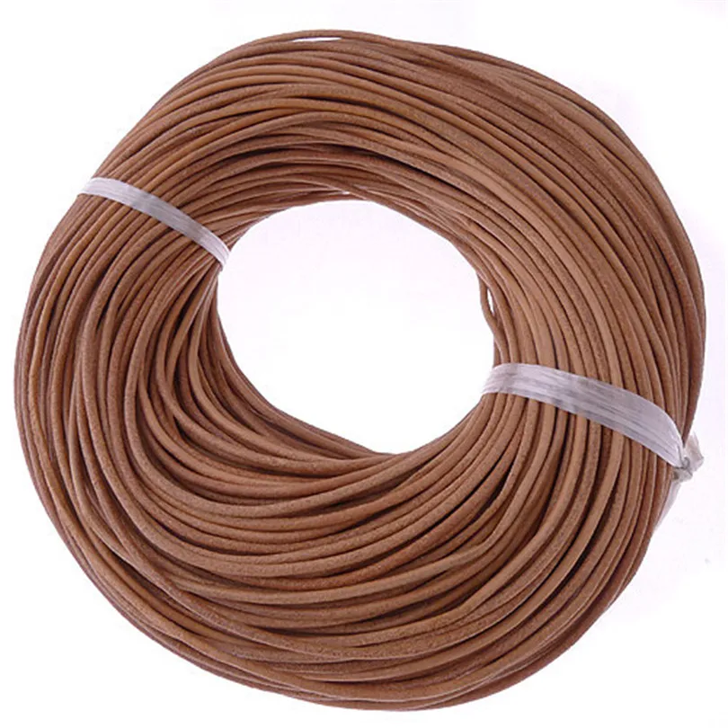10 м 2 мм натуральный цвет натуральный шнур из натуральной кожи Круглая веревка для DIY ожерелье браслет ювелирные изделия шнур - Цвет: Brown