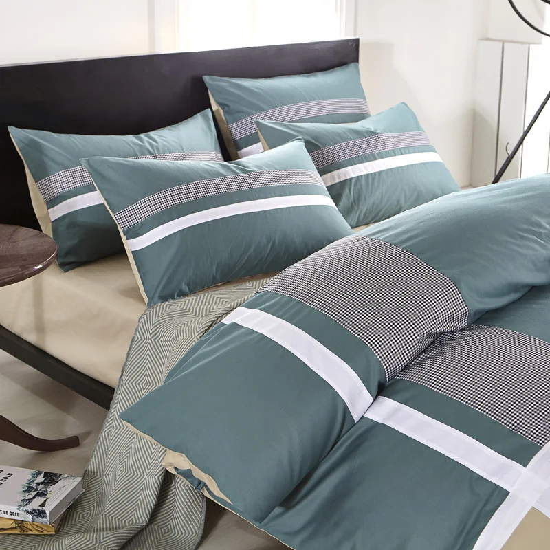 Solstice Home Textile Cross Stripes Style 100%cotton 4pcs Bedding Sets Fashion Casual Bed Linen Quilt/duvet Cover Bed Sheet