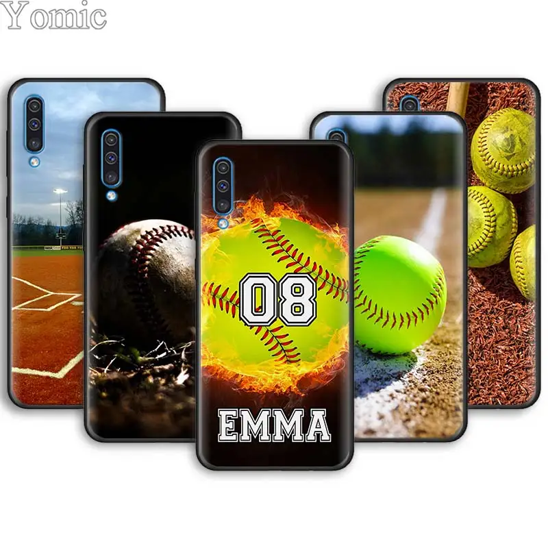 

Fire Yellow Softball Baseball Soft Phone Cases for Samsung Galaxy A10 A20 A30 A40 A50 A70 A6 A7 A8 Plus A9 M30 M20 Black Case Co