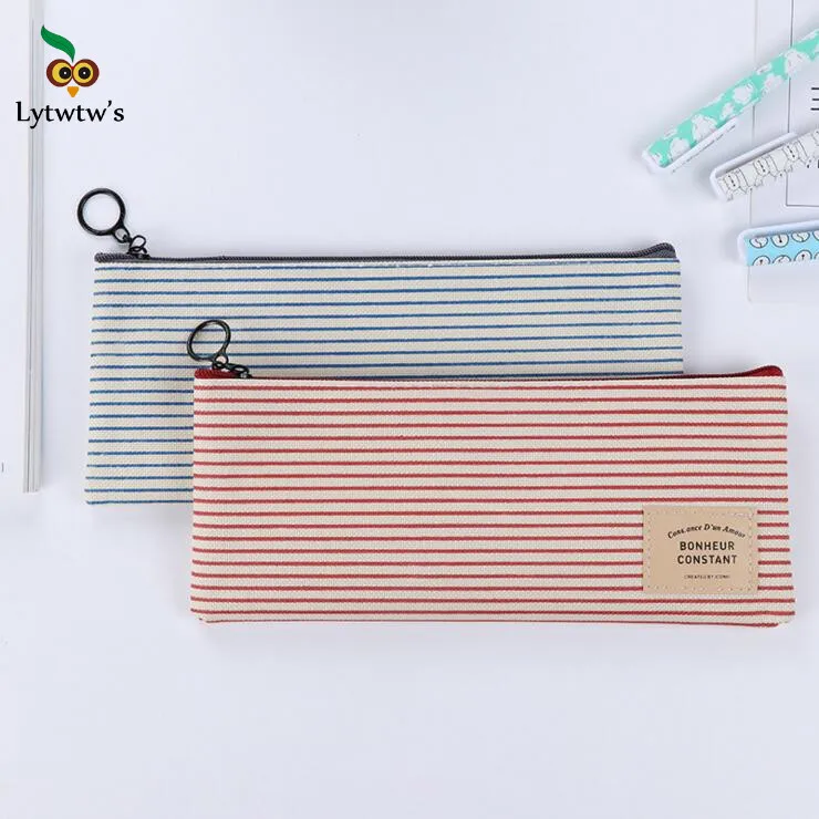 

1 Pieces Lytwtw's Simple Style New Pen Pencil Bag Canvas School Stationary Receive Black Tools Makeup Pouch Cosmetics Case