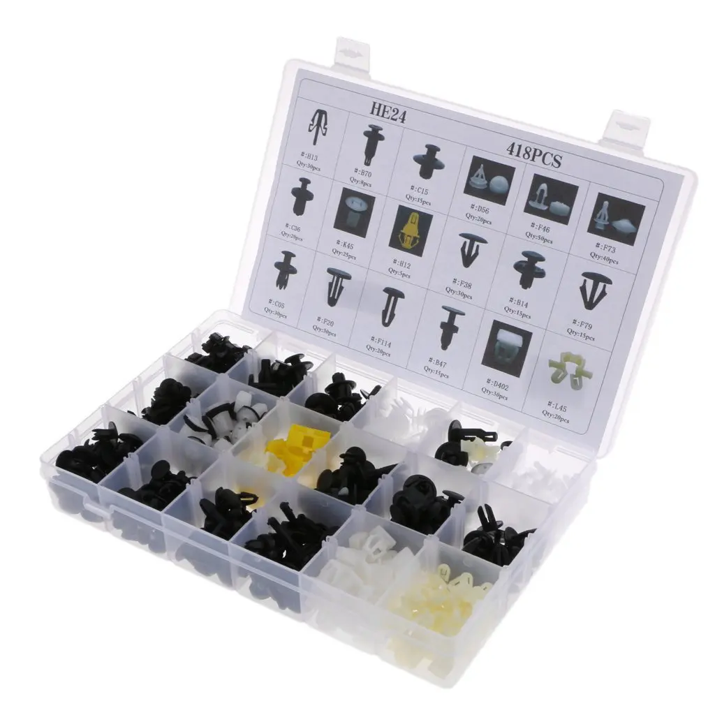 

418 Pcs/set 18 Sizes Clip Trim Panel Bumper Fender Fastener Retainer Assortment Kit for Honda