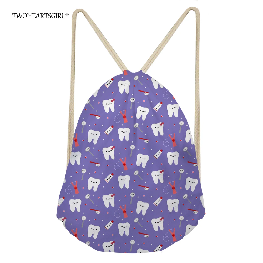 TWOHEARTSGIRL Unisex Purple Women Dental Backpack 3D Printing Travel