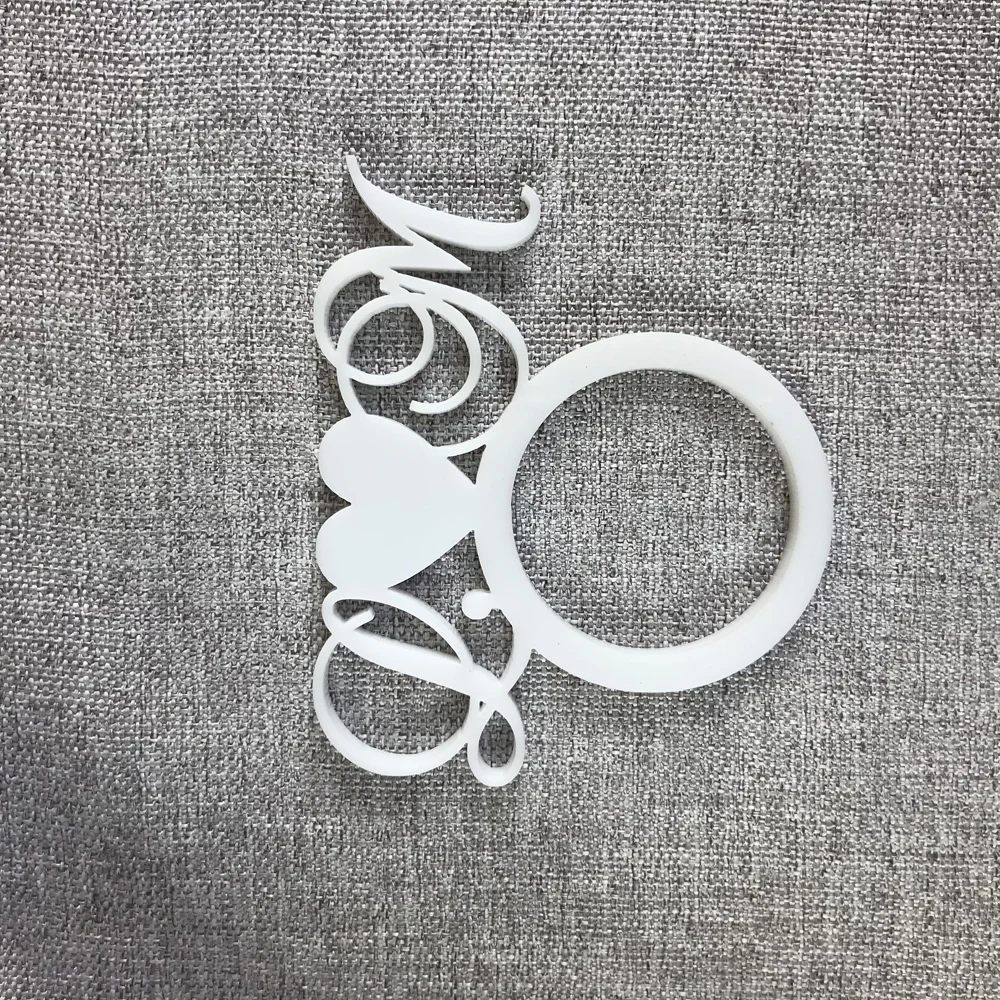 Personalized table heart with color white Napkin Ring ，Custom Wedding napkin rings Acrylic Cut Napkin Ring with Heart Initials (4)