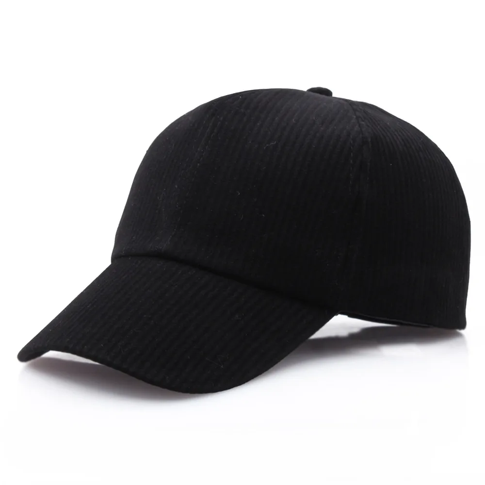 Buy New Autumn Winter Baseball Caps Corduroy Solid Men Women Nylon Fastener