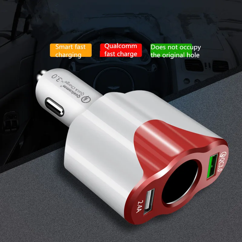 

Dual USB Cigarette Lighter Charge QC 3.0+2.4 A USB Socket Adapter for Mobile Phone Auto Splitter Quick Charging Car Accessories