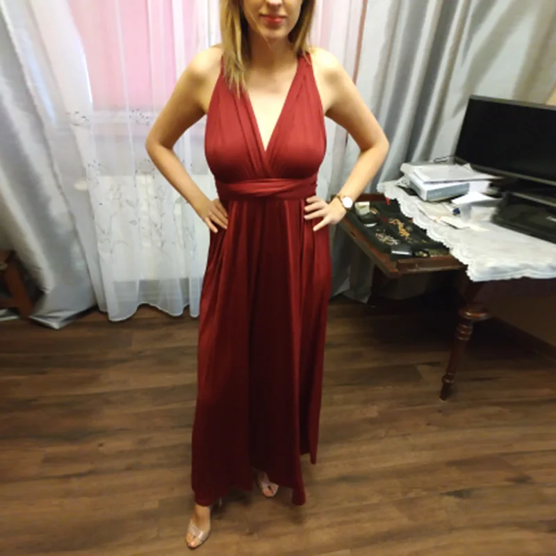 Women Maxi Dress Infinity Multiway Wrap Convertible Long Boho Club