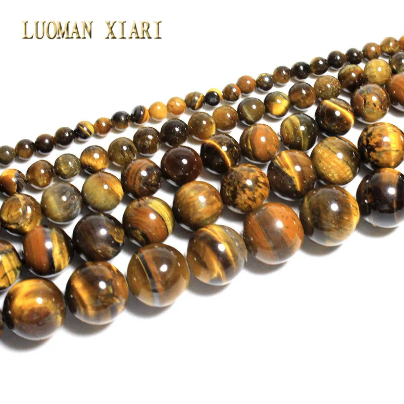 Natural Multi-Color Tiger's Eye Gemstone Round Beads For Jewelry Making 15" YB 