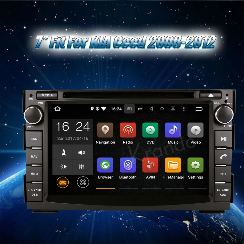 Clearance Krando Android 9.0 7" android car dvd player radio gps for kia ceed 2006-2012 navigation multimedia system WIFI 3G BT DAB+ 1