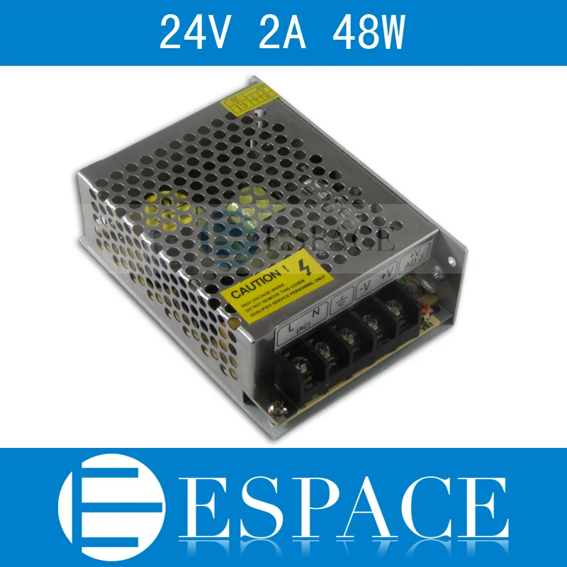 

Best quality 24V 2A 48W Switching Power Supply Driver for LED Strip AC 100-240V Input to DC 24V free shipping