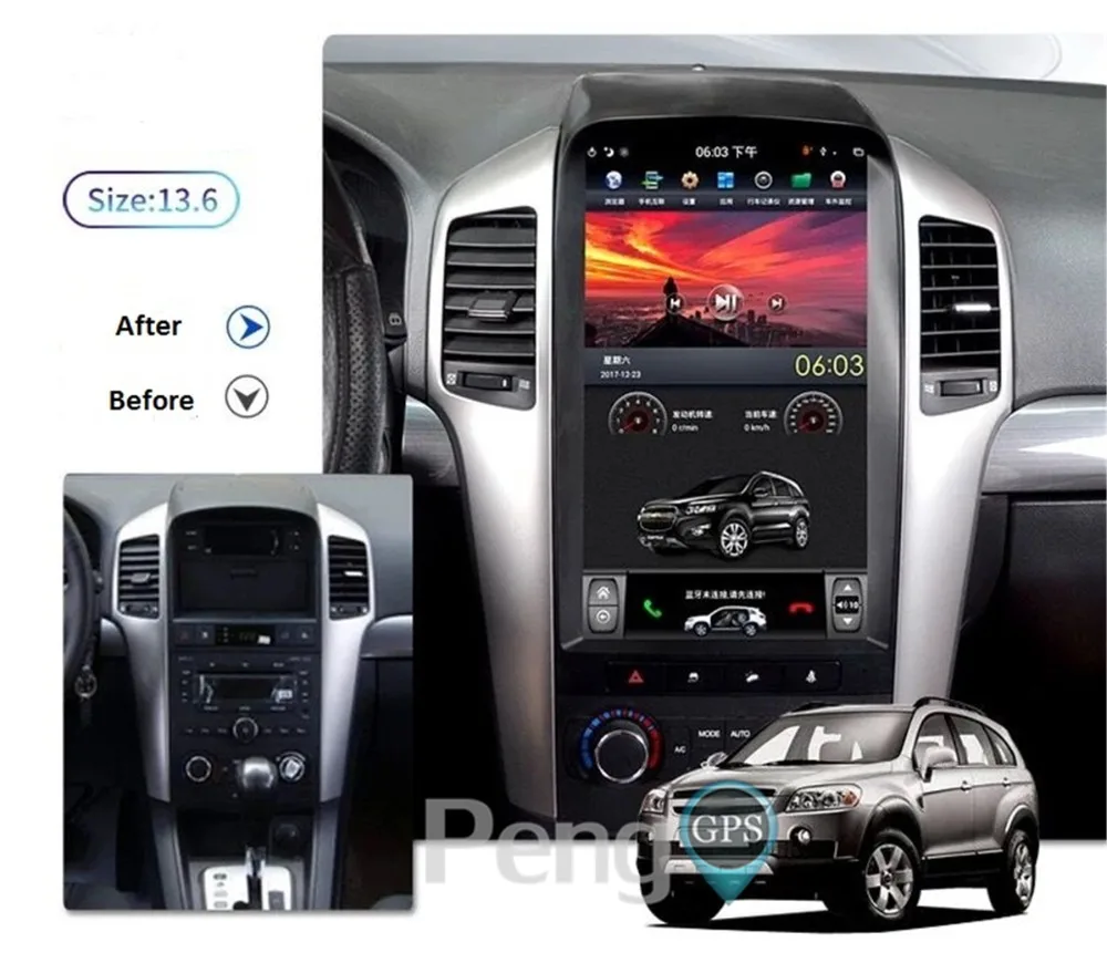 Top Tesla Style Android 6.0 Quad Core Car GPS Navigation DVD Player for Chevrolet Captiva (Factory Navi) 2013 2014 2015 2016 2017 1