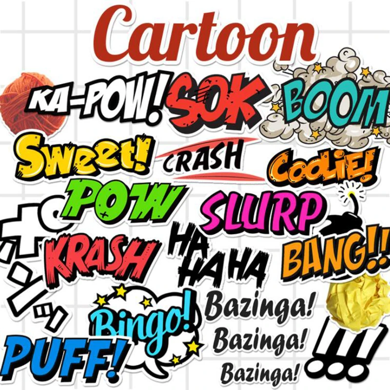 21pcs Restore Letter Stickers For Laptap Stickers For Home Decor Jdm On Laptop Decal Fridge Skateboard Doodle Toy Sticker Boom