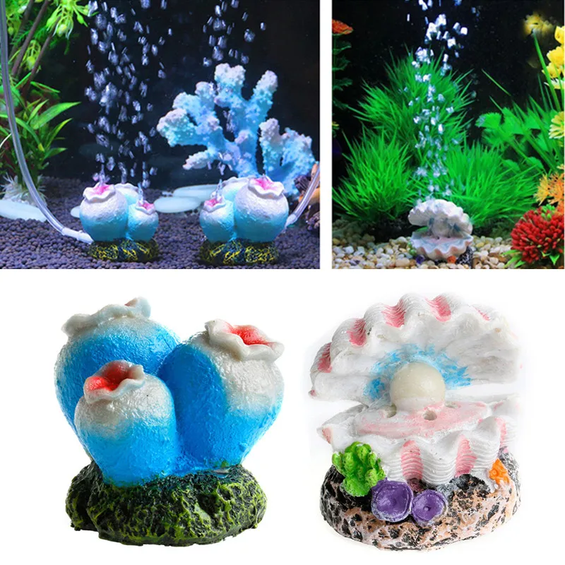 

Artificial Air Bubble Coral Aquarium Decoration Fish Tank Stone Shell Flower Ornament Aquarium Accessories Used With Air Pump