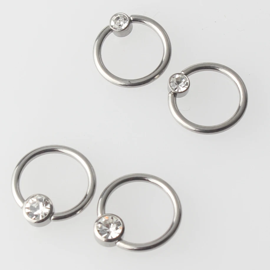 

G23 Grade Titanium Crystal Disc Captive Bead Ring Nose Nipple Ring Ear Cartilage Helix Tragus Stud Piercing Body Jewelry
