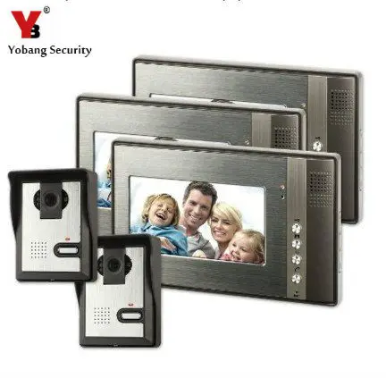 

YobangSecurity 7" inch Color Video Door Phone Doorbell Home Security Entry Access Control System 3 Monitor 2 Camera Night Vision