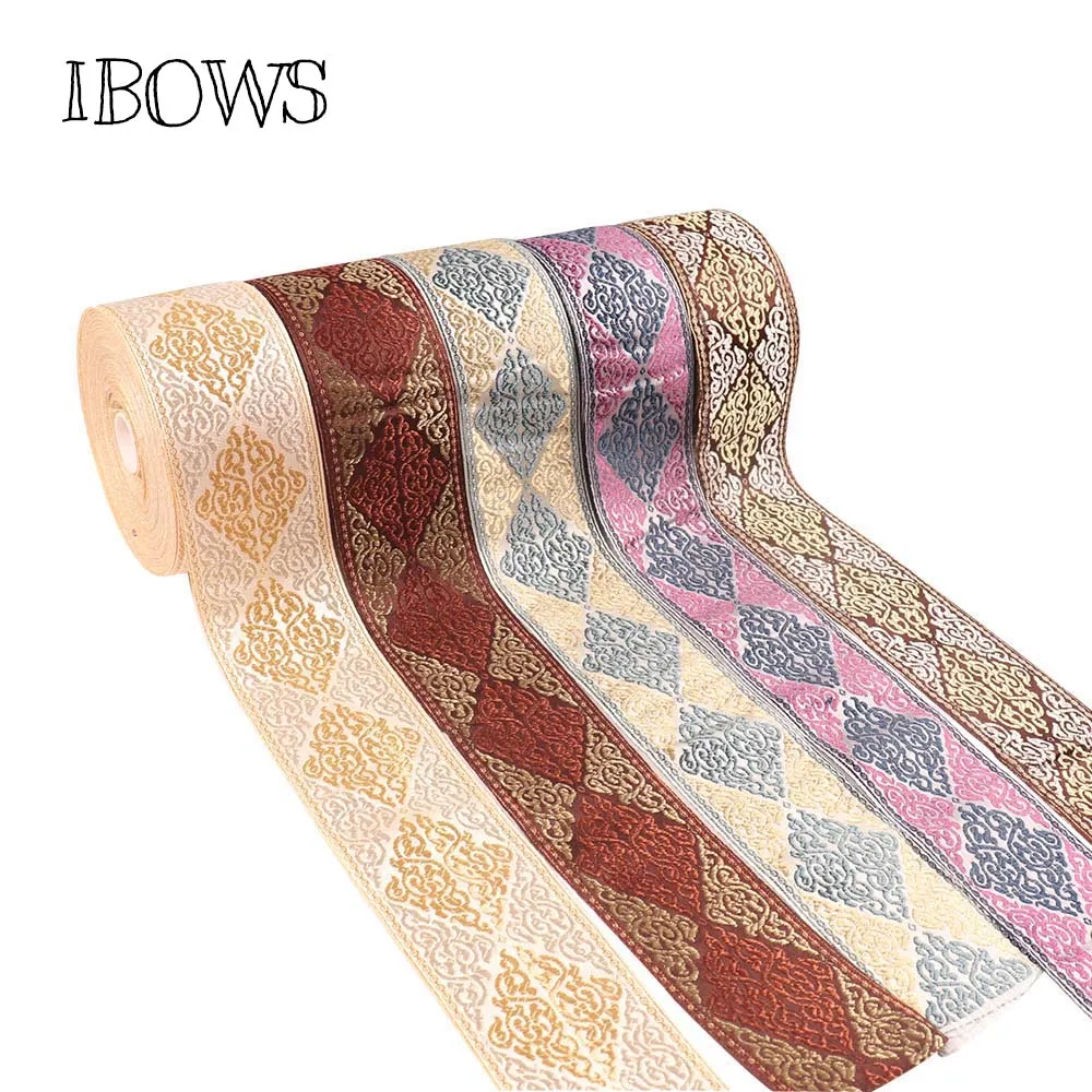 

(2Yard/roll) 60MM Embroidery Ribbon Woven Jacquard Tape DIY Handmade National Style Sewing Material Handmade Craft Accessories