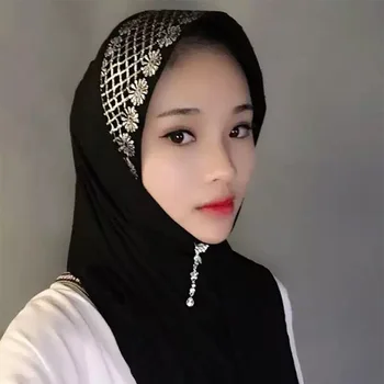 

Fashion Islam Women's Scarf Cotton Easy Wear Printed High Quality Muslim Hijab for Women Headwear Girl's Cap