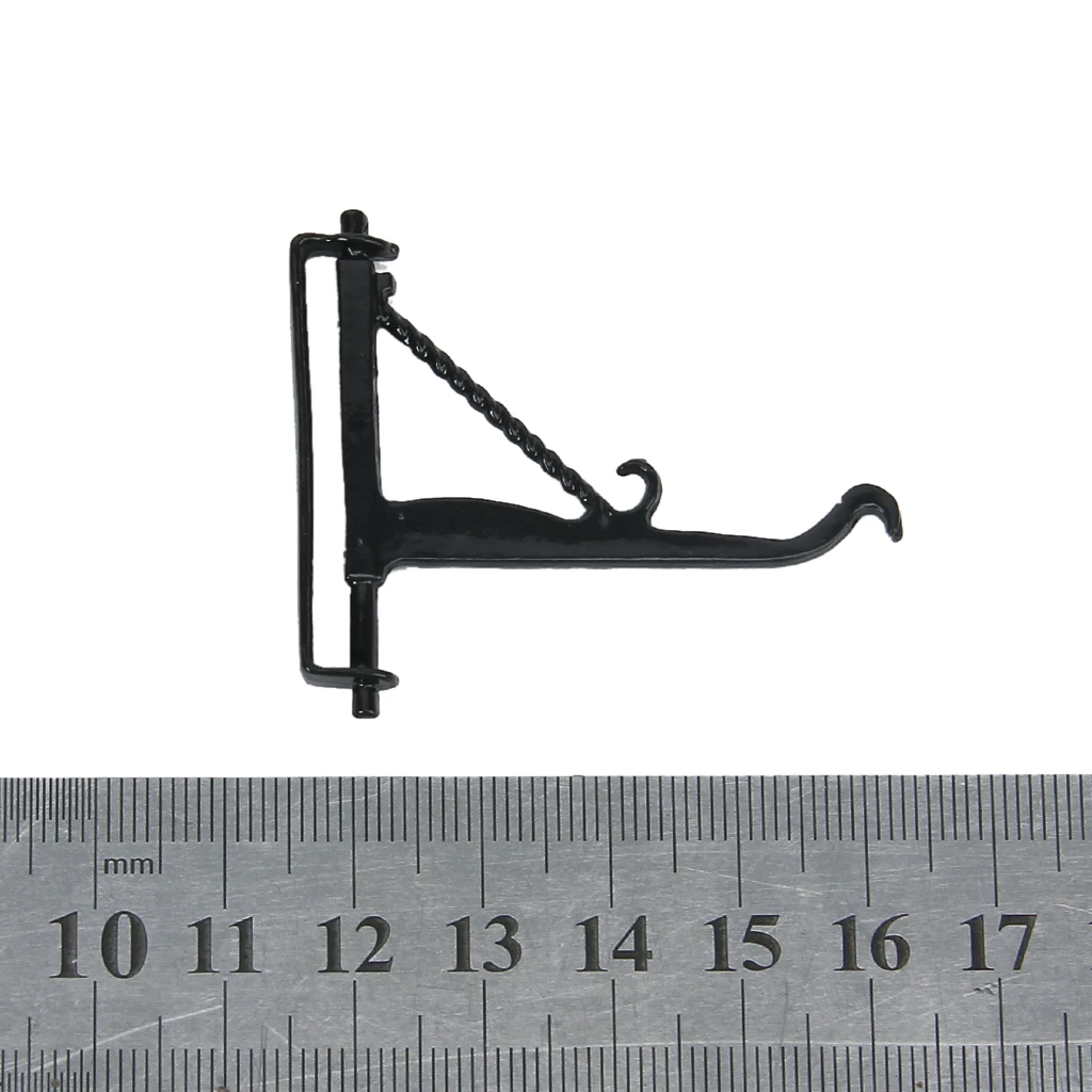 1/12 черный металлический крюк в стену прямой Подвесные часы цветок растения, куклы дом Миниатюрный