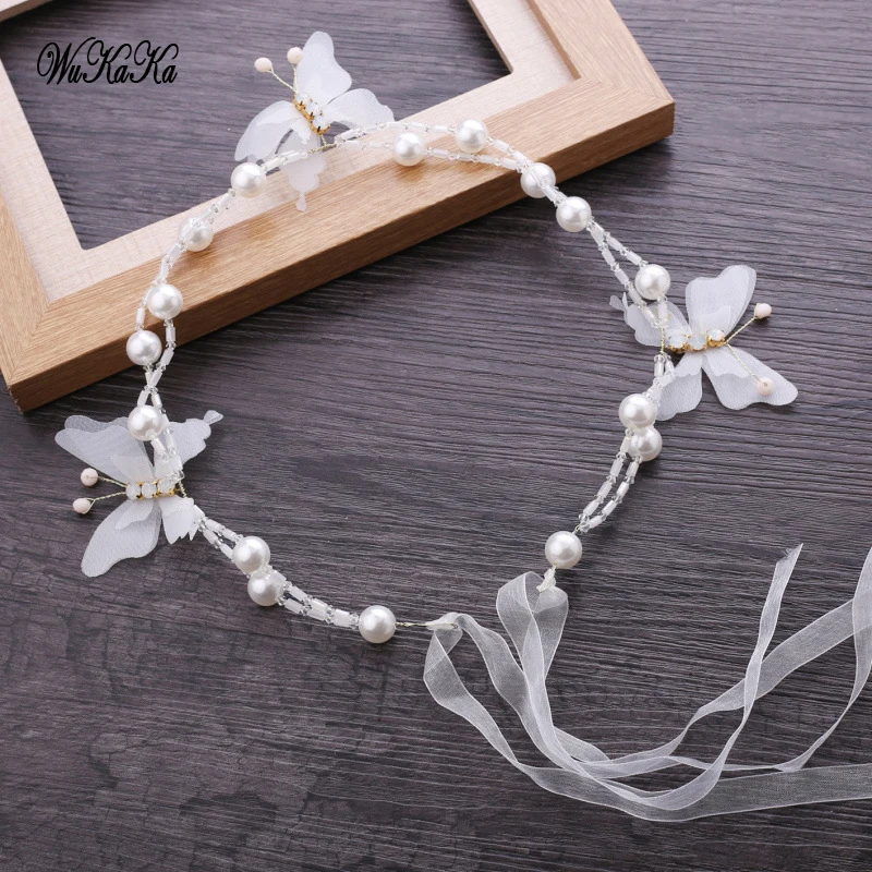 

2019 New Butterfly Rhinestone Headpiece hair ornament Crystal Wedding Hair Accessorie Pearl Headband Bridal tiara Jewelry
