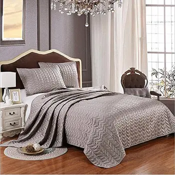 

WINLIFE Luxury Solid 3-pieces Bedspreads Lightweight Comforter Set