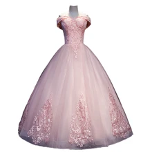 Розовое Пышное Платье с открытыми плечами Тюлевое кружевное бальное платье для выпускного вечера Вечернее платье 15 anos vestidos de quinceaneras