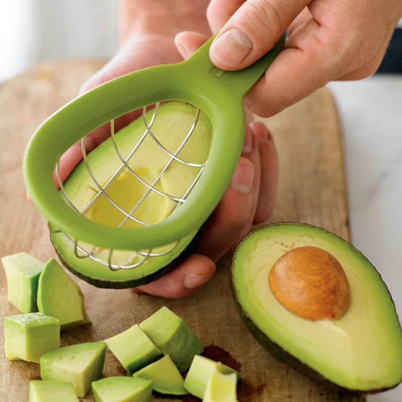 

Cokytoop New Avocado Cutter Stainless Steel PP Avocado Vegetable Slicer Small Piece Tools Kitchen Accessories
