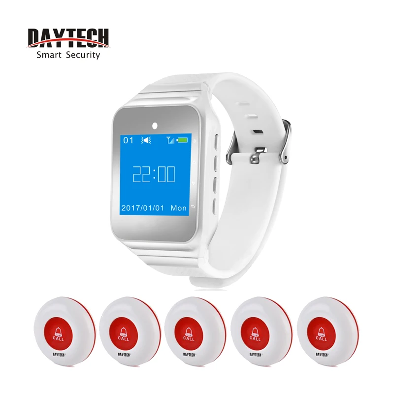 1 Watch 5 Buttons DAYTECH пейджер ресторанная служба кнопка вызова система вызова 433 МГц часы пейджер для кафе/больницы пожилых аварийный сигнал вызова - Цвет: 1 Watch 5 Buttons