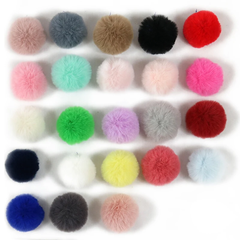 

4Pcs 5cm Faux Fox Pom Pom Ball Round Wool Felt Balls Pom Poms Mixed Color Accessories For Keychain Beanie Xmas DIY