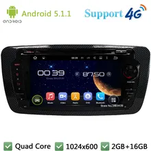 Quad Core 7 “1024*600 2DIN Android 5.1.1 Pantalla Coche Reproductor de DVD de Radio Estéreo PC 3G/4G WIFI DAB + Mapa GPS Para Seat Ibiza 2009-2014