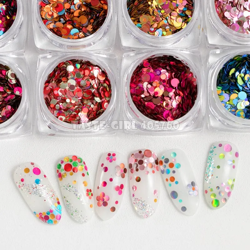 

1 Jar High Quality Mix Colors Mix 3 Sizes Round Shape Glitter Holographic Sequin Arylic Nail Art Paillette Decals DIY Tip YHX18#