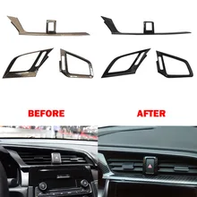 Автомобильный Кондиционер вентиляционное отверстие крышка отделка заднего сиденья переключатель для кондиционера наклейка на выходе рамка украшение для Honda Civic