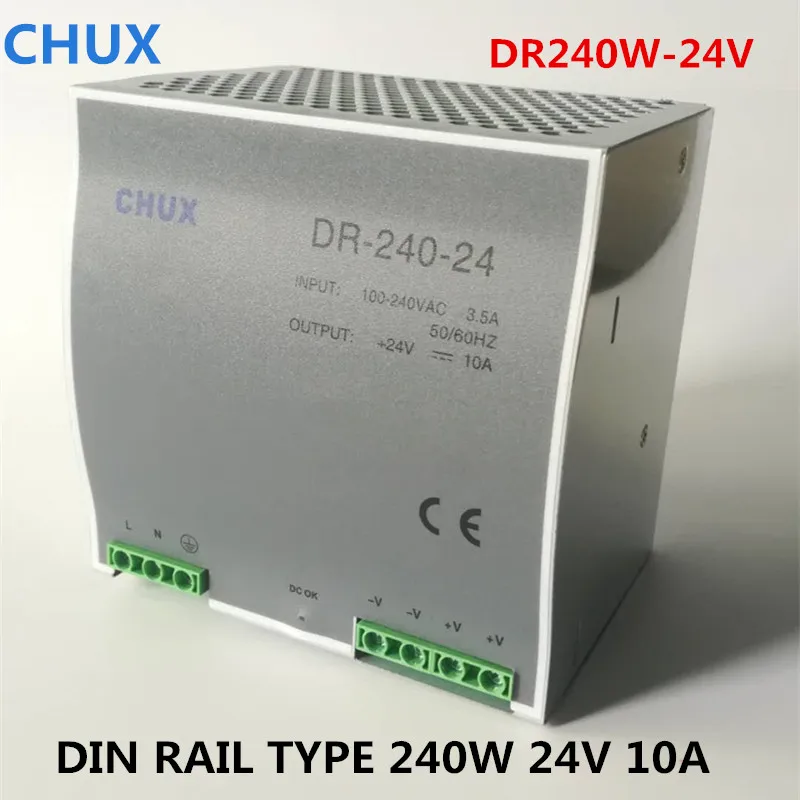 240 Вт 24 В 10 А Импульсный источник питания din-рейку Тип DC AC DR240W выключатель с одним выходом трансформатор Светодиодный драйвер SMPS
