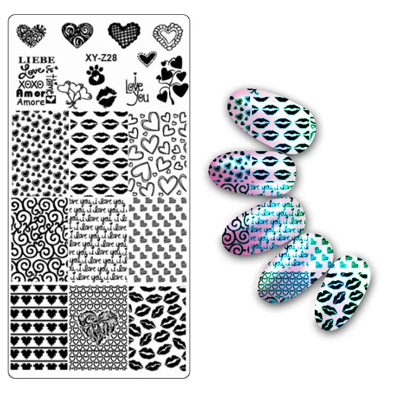 Дизайн ногтей металлическая пластина изображения штамповки пластины DIY маникюр печать шаблон пластины инструменты XYZ01-32 - Цвет: XYZ28
