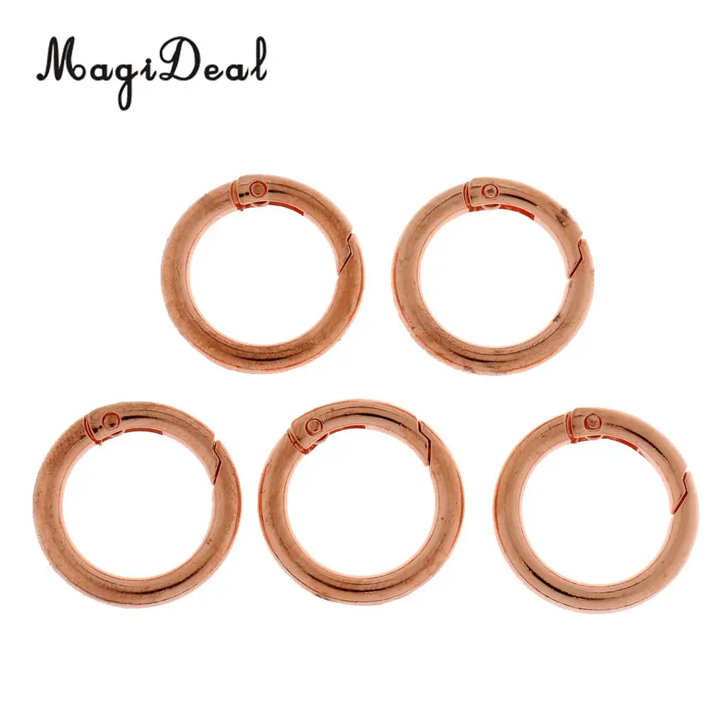 MagiDeal Light Weight 5 Pieces 28mm Alloy Round Carabiners Camping Spring Clip Keychain Circle Carabiner for Camping Hiking