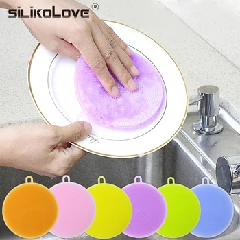 

SILIKOLOVE Magic Rubber Silicone Dish Washing Brush Bowl Cleaning Brushes Scouring Pad Pot Pan Wash Kitchen Accessories