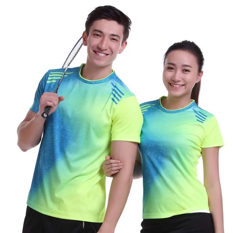

2017 Plus Size Sportswear Quick Dry Breathable Badminton Shirt,Women/Men Table Tennis Print Clothes Team Game O Neck T Shirts