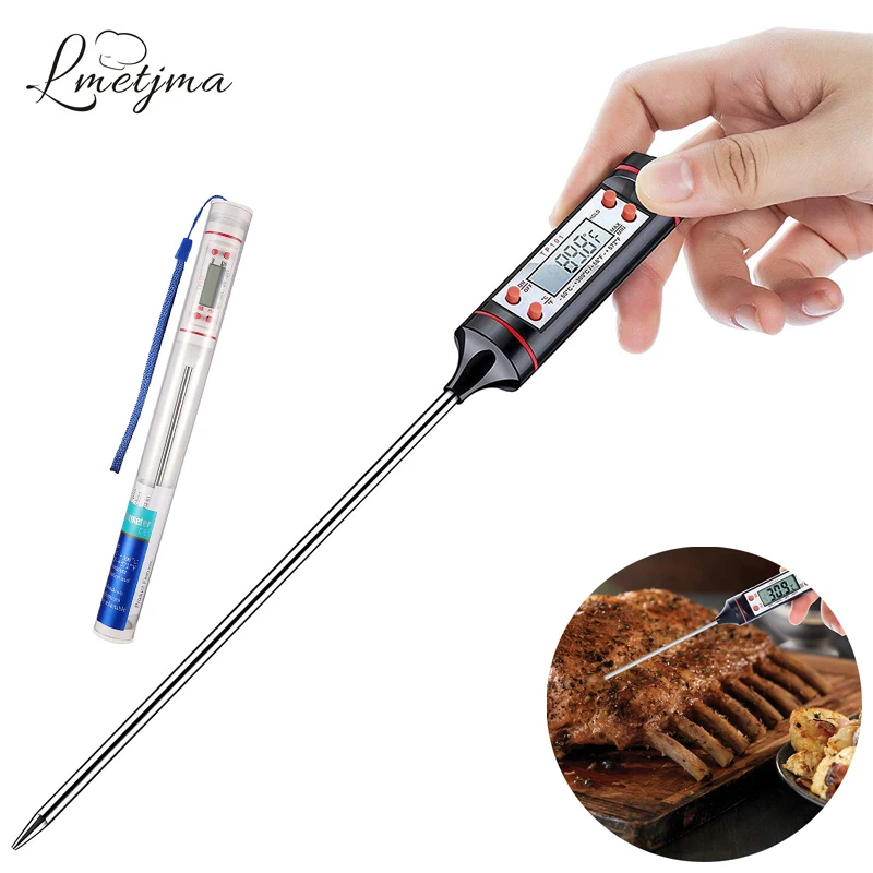 

LMETJMA Digital Instant Read Meat Thermometer Kitchen BBQ Grill Thermometer Probe Water Milk Meat Turkey Thermometer Tool KC0222