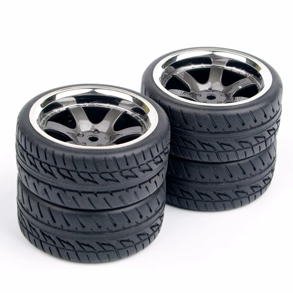 Pneus de Borracha Rodas Aro 12 Milímetros Hex Fit rc 1:10 on Road Car Peças Acessório 4 Pçs - Set 20 Peças e Acessórios