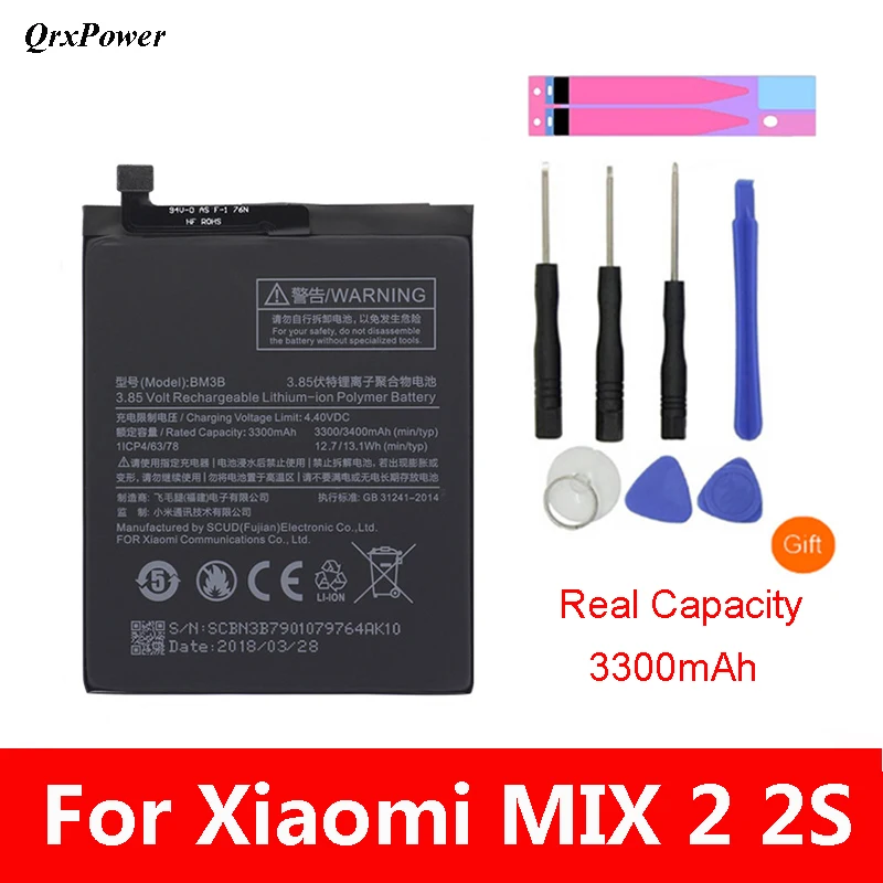 Оригинальный аккумулятор BM3B для Xiaomi MIX 2 2S с реальной емкостью 3300 мАч сменный