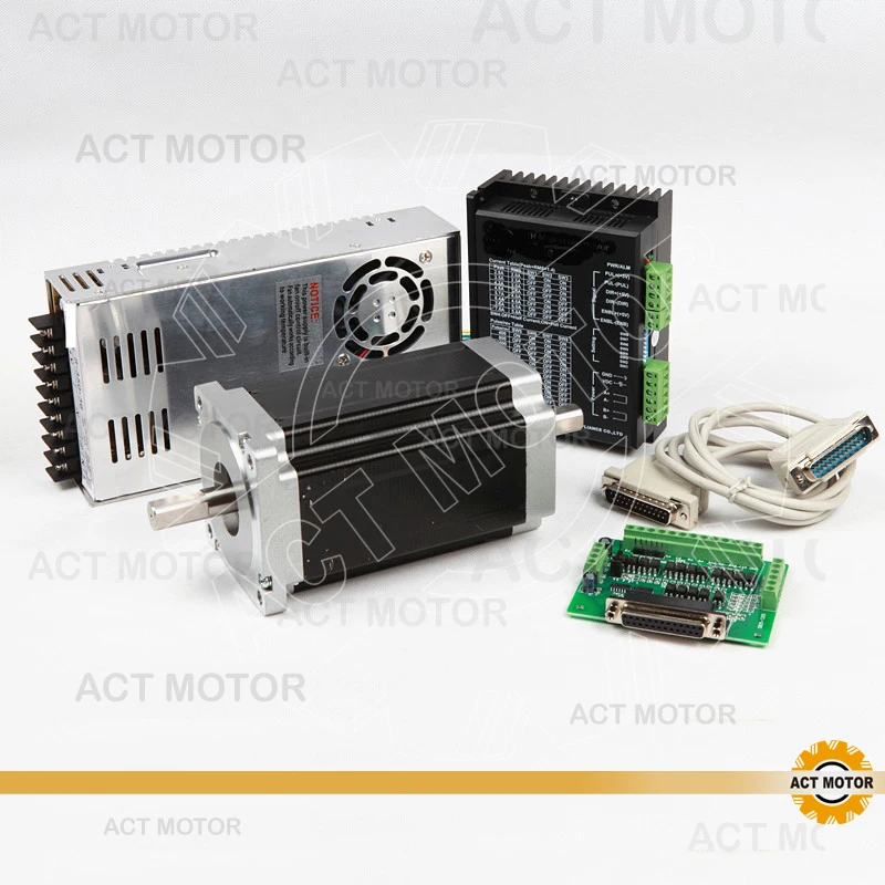 

ACT Motor 1Axis CNC Nema34 Stepper Motor 34HS1456B Dual Shaft 4-Lead 1232oz-in 118mm 5.6A+1PC Driver DM860 7.8A 80V Plasma