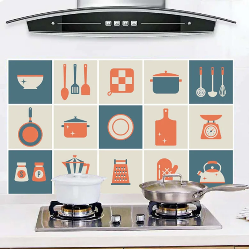 Aluminum Foil Stickers for Kitchen PVC Self Adhesive Wall Stickers Living Room DIY Decor Wallpaper Waterproof Wall Decor